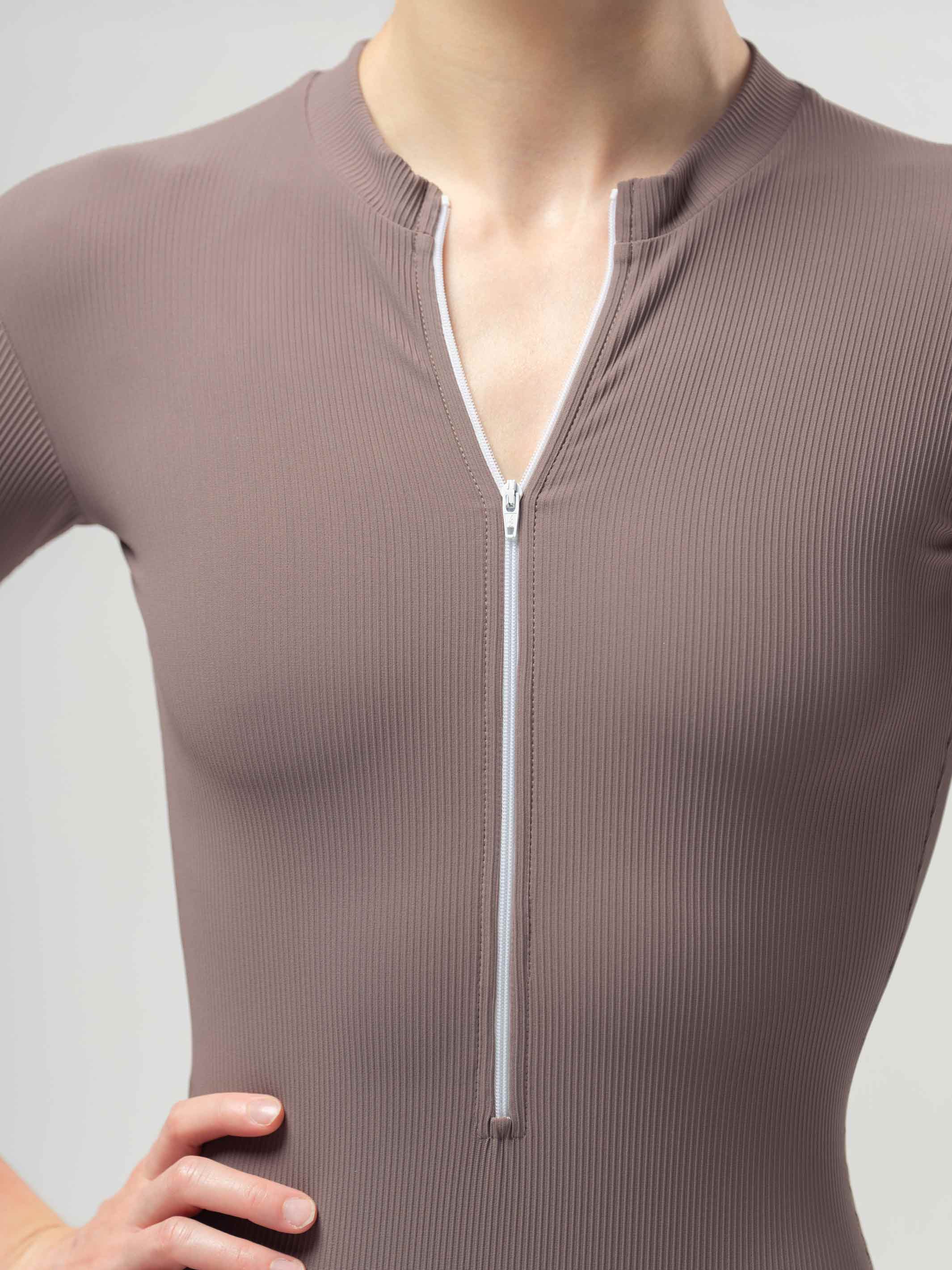 Aura Long Sleeve Deep Brown Leotard