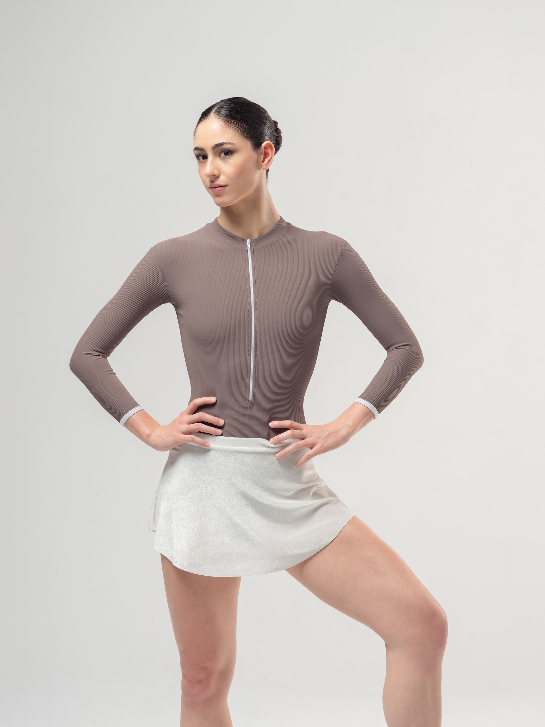 Aura Long Sleeve Deep Brown Leotard