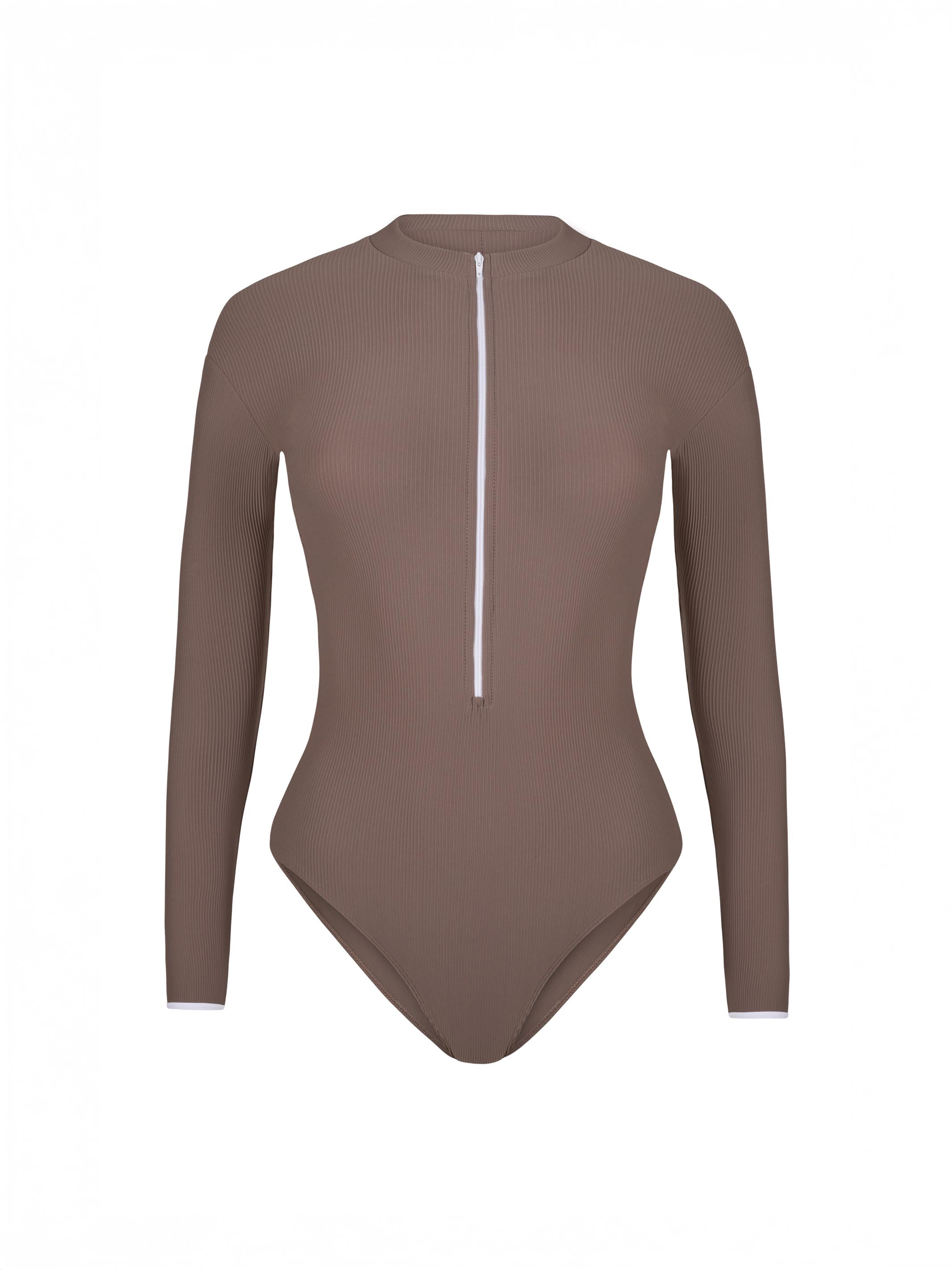 Aura Long Sleeve Deep Brown Leotard