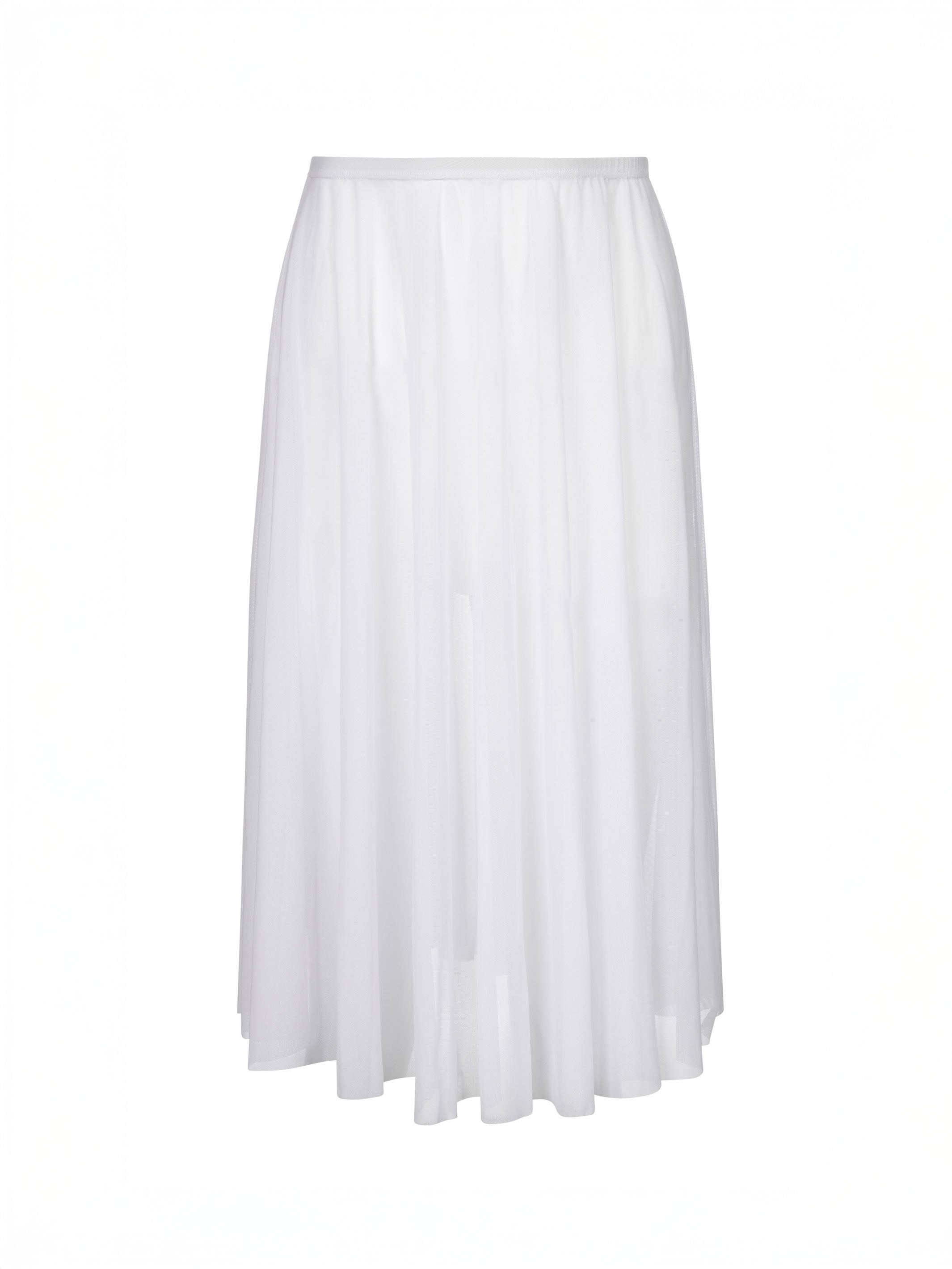 Pure White Long Mesh Skirt
